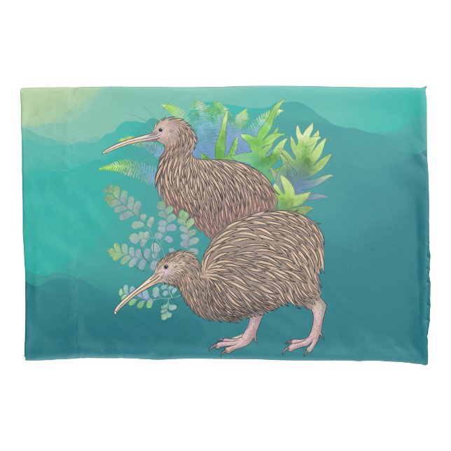 Kiwis und Ferns Kissenbezug (Vorderseite)