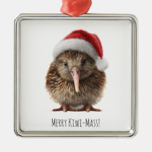 Kiwivogel mit roter Santa-Mütze zu Weihnachten Ornament Aus Metall