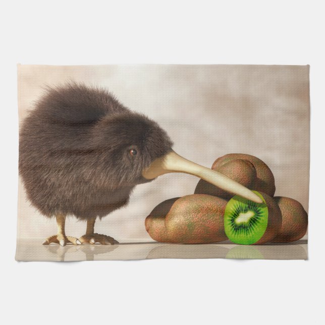Kiwivogel und Kiwifruit Küchentuch (Horizontal)