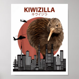 Kiwizilla Lustiger Kiwi _ Neuseeland Vogel Liebhab Poster