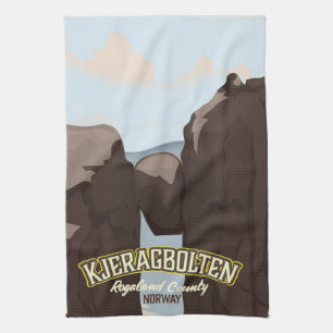 Kjeragbolten Norwegisches Reiseplakat. Geschirrtuch