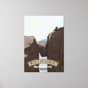 Kjeragbolten Norwegisches Reiseplakat. Leinwanddruck