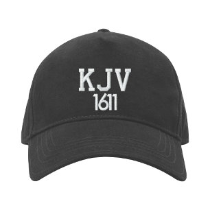 KJV 1611 Schwarz-Weiß-Baseballhut Bestickte Baseballkappe
