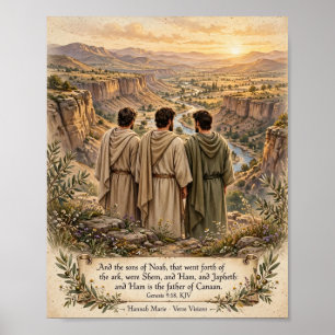 KJV Bibel-Söhne von Noah Wandkunst-Shem Ham Japhet Poster