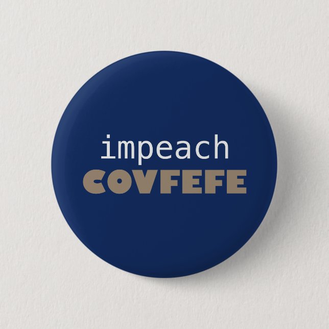 Klagen Sie covfefe an Button (Vorderseite)