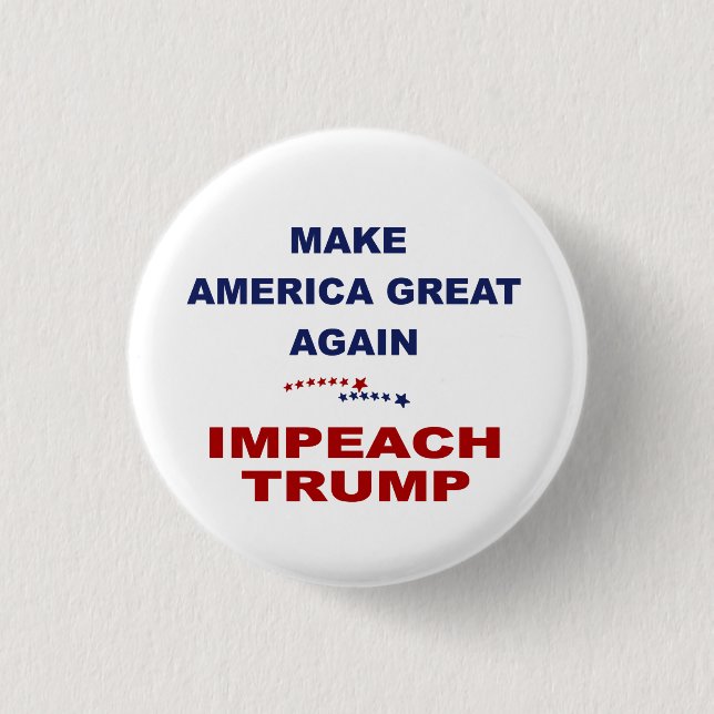 Klagen Sie Trumpf an Button (Vorderseite)