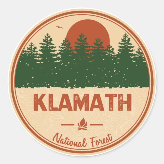 Klamath National Forest Runder Aufkleber (Vorderseite)