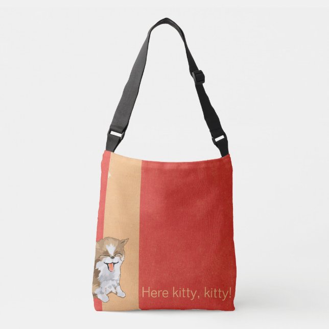 Klammer Katzenklappe hier Kitty, Kitty Tragetaschen Mit Langen Trägern (Vorderseite)