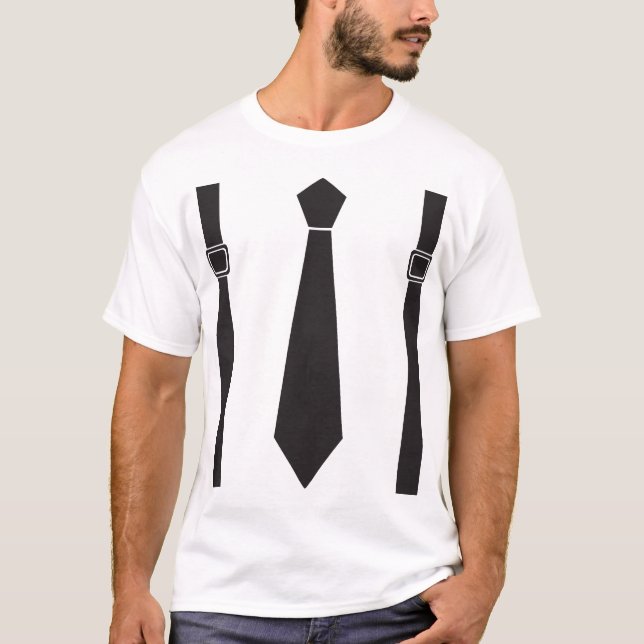 Klammern u. fette Krawatte (weiß) T-Shirt (Vorderseite)
