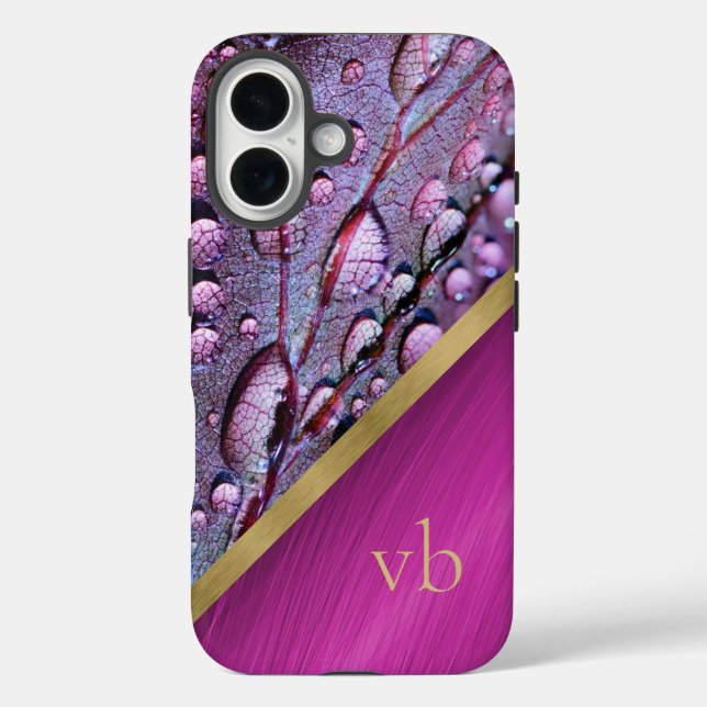 Klammern von Raindrops Mit Monogramm iPhone 16 Hülle (Rückseite)