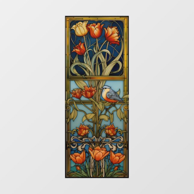 Klammern von Tulips und Birds Sun Catcher Fensteraufkleber (Blatt)
