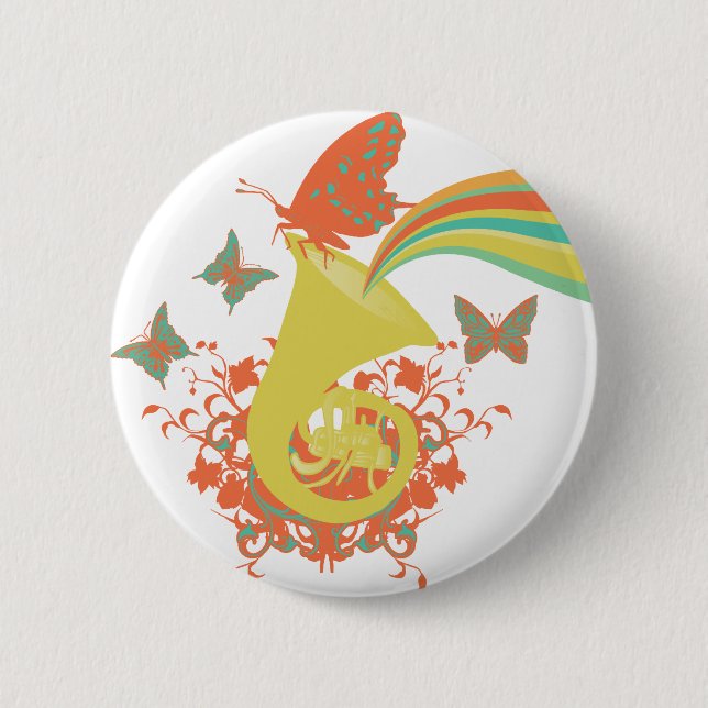 Klang eines Hornvektordesigns Button (Vorderseite)