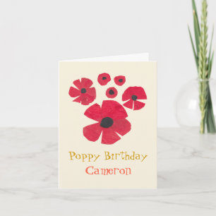 Klapp-Grußkarte mit roten Mohnblumen im Stil der M Karte