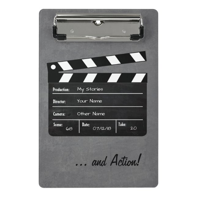 Klapperboard mit deinem Text!  Mini Klemmbrett (Vorderseite)