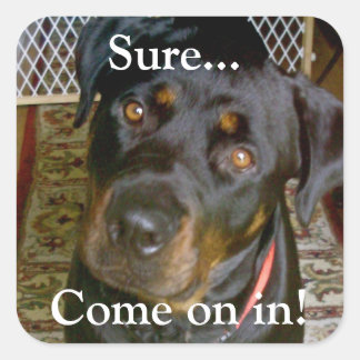 "Klar...komm in" Aufkleber (Rottweiler)