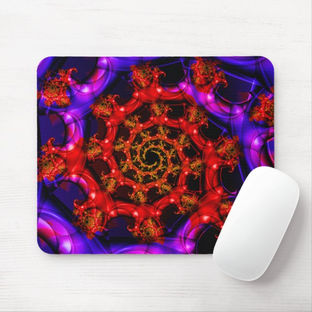 klar | Rote und blaue Fraktal Kunst Mousepad (Mit Mouse)