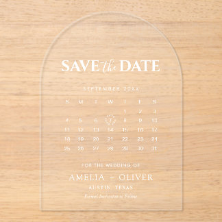 Klare Acryl-Bogen-Kalender Moderne Save-The-Date-K Acryleinladungen