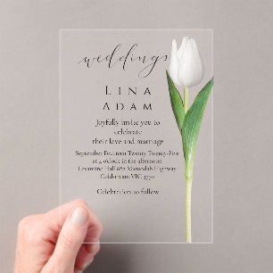 Klare Acryl-Tulpen-Hochzeitseinladung Acryleinladungen