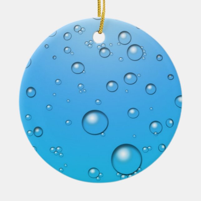 Klare Blasen, blaues Wasser Keramikornament (Vorne)