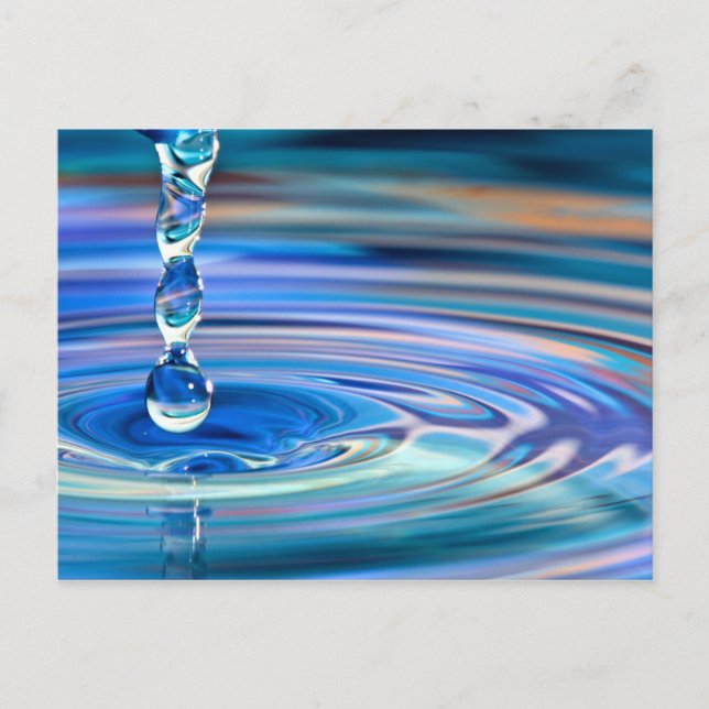 Klare blaue Wassertropfen blühen Postkarte (Vorderseite)
