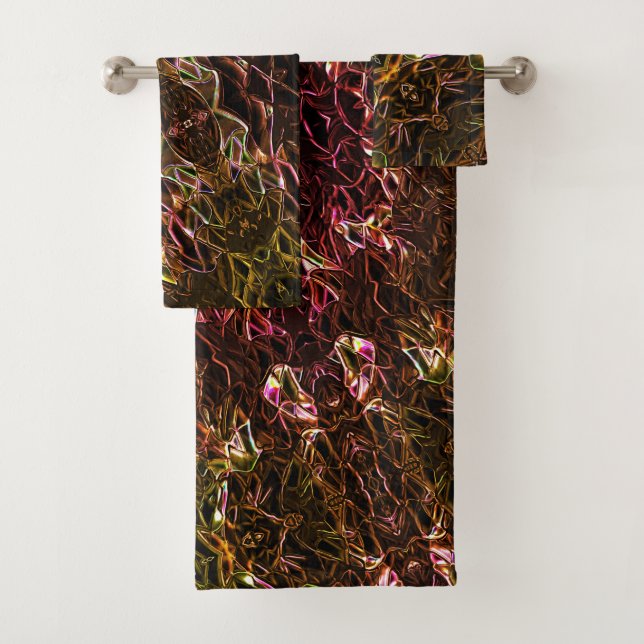 Klare braune Neonspiegelung mit blinkenden Linien Badhandtuch Set (Insitu)