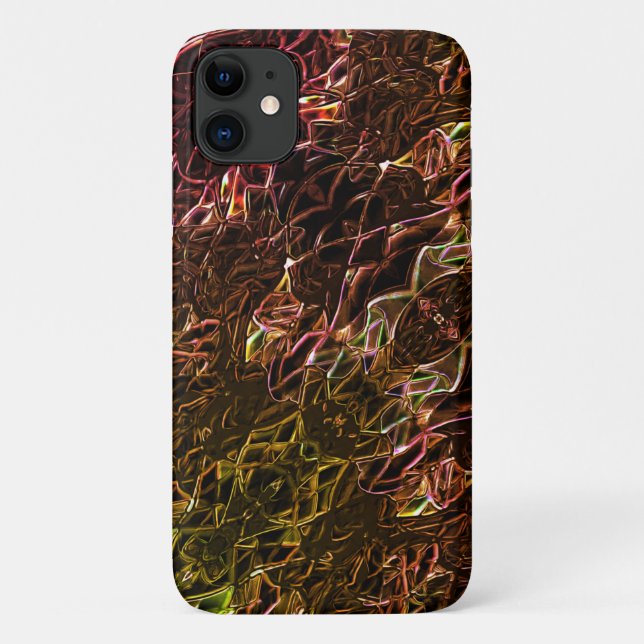 Klare braune Neonspiegelung mit blinkenden Linien Case-Mate iPhone Hülle (Rückseite)