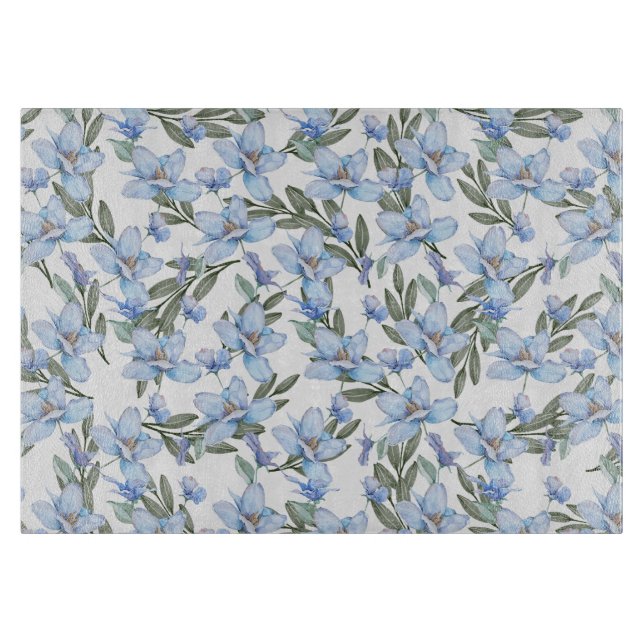 Klare Eleganz: Transparente blaue und grüne Botani Schneidebrett (Vorderseite)