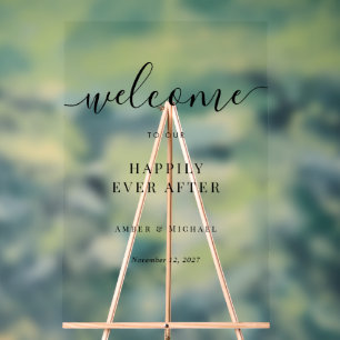 Klare Hochzeit Acryl-Schild 'Happily Ever After' Acrylschild