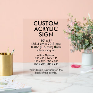 Klare kundenspezifische Acryl-Signage 10" x 8" ver Acrylschild