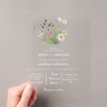 Klare, transparente Hochzeit moderner Wildblume