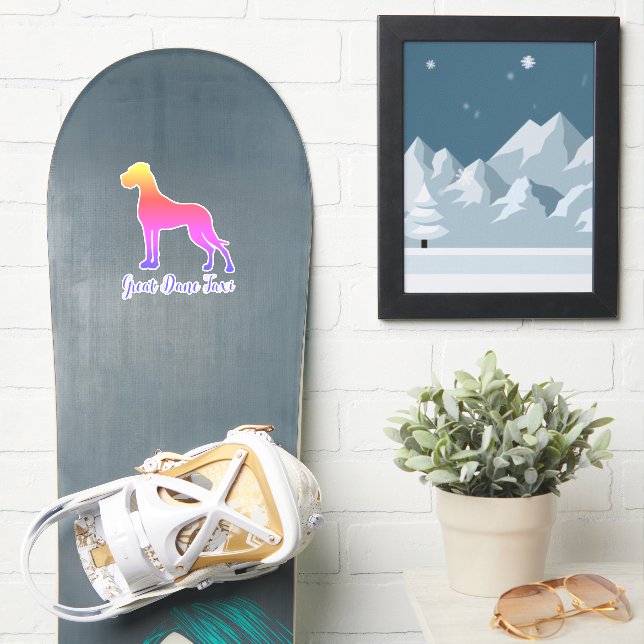 Klare und imposante große Dane-Silhouette Vinyl Aufkleber (Snowboard)