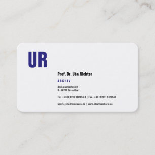 Klare Visitenkarte mit blau