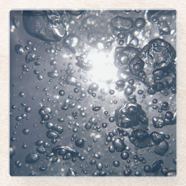 Klare Wasser-Blasen Glasuntersetzer (Vorderseite)