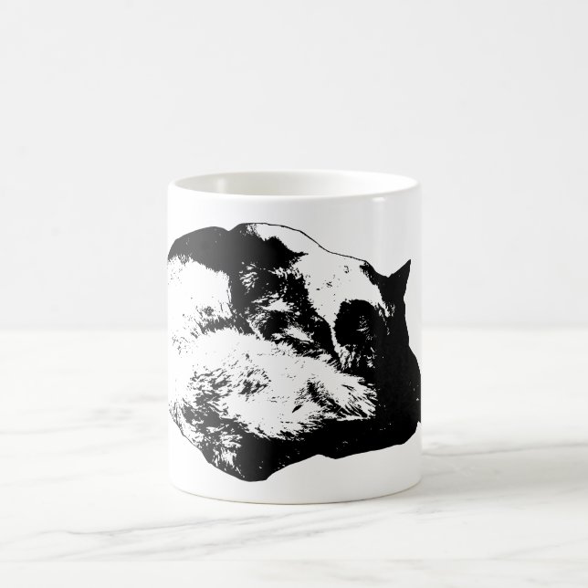 klarer, lockiger Gleichmut, Winterkatze Kaffeetasse (Mittel)