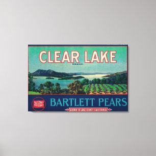 Klarer See-Birnen-Kiste LabelLake Landkreis, CA Leinwanddruck