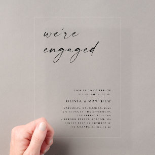 Klarere Minimalistische Engagement-Partei   Modern Acryleinladungen