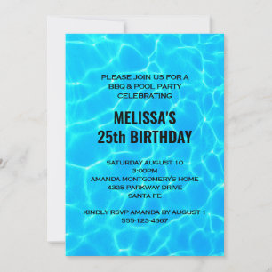 Klares blaues Poolwasser Foto Geburtstag Einladung