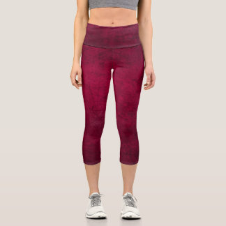 Klares Bordeaux Einheitsfarbe Capri Leggings