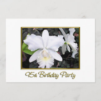 Klares weißes Orchideen-Geburtstags-Party 95 Einladung