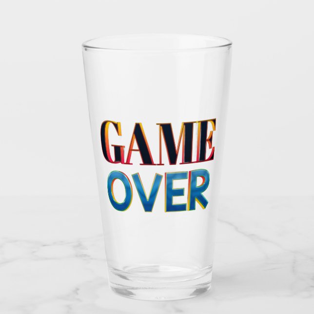 Klarglas mit "Game Over" in fett, farbenfroh  Glas (Vorderseite)
