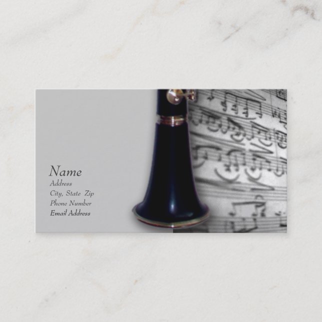 Klarinet Business Card für ClarinetCentral.com Visitenkarte (Vorderseite)