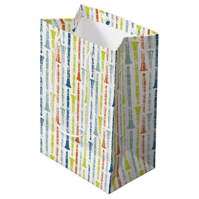 Klarinet Muster Mittlere Geschenktüte (Vorderseite Schrägansicht)