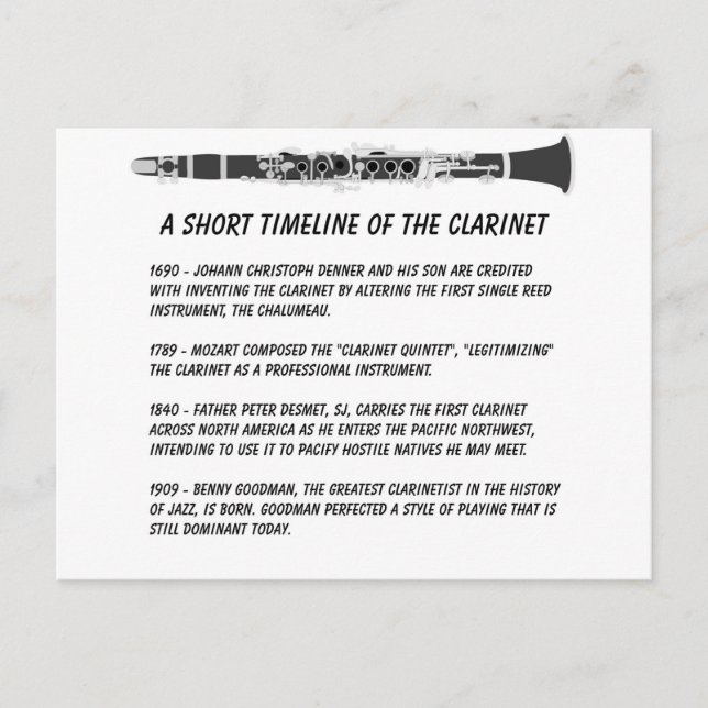 Klarinet Timeline Postkarte (Vorderseite)