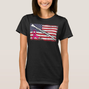 Klarinette American Flag Breast Cancer Awareness B T-Shirt