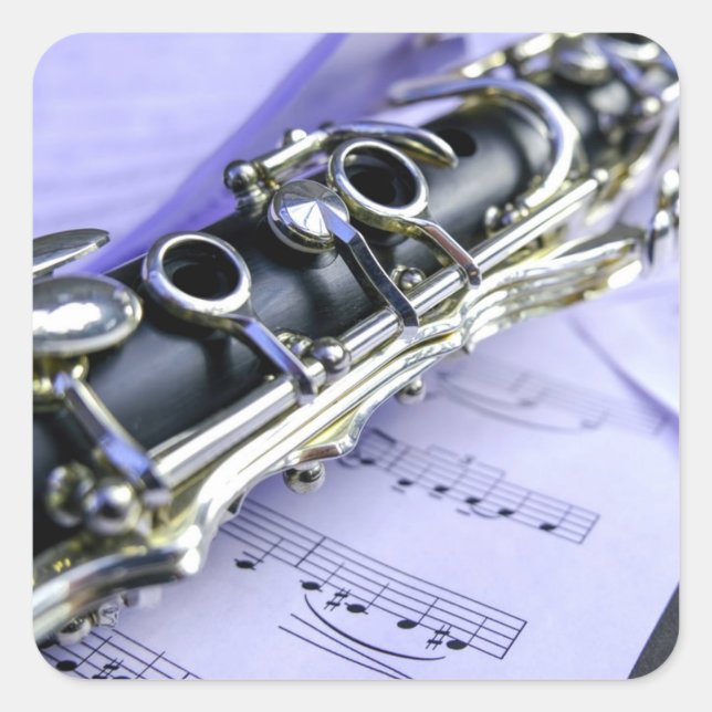 Klarinette Blatt Music Band Orchestra Quadratischer Aufkleber (Vorderseite)