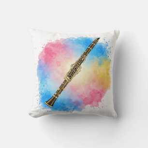 Klarinette Harmonie: Farbenfrohe Wasserfarben. Kissen