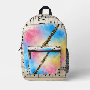 Klarinette Harmonie: Farbenfrohe Wasserfarben. Tab Bedruckter Rucksack