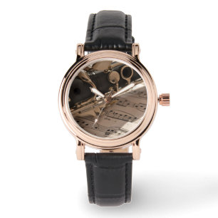 Klarinette mit Noten Armbanduhr