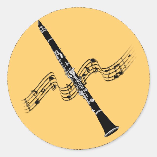 Klarinette Musik, populäres Design Runder Aufkleber (Vorderseite)