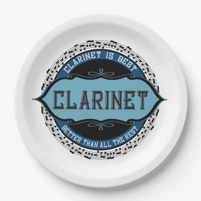 Klarinette Musiknoten Circle Pappteller (Vorderseite)
